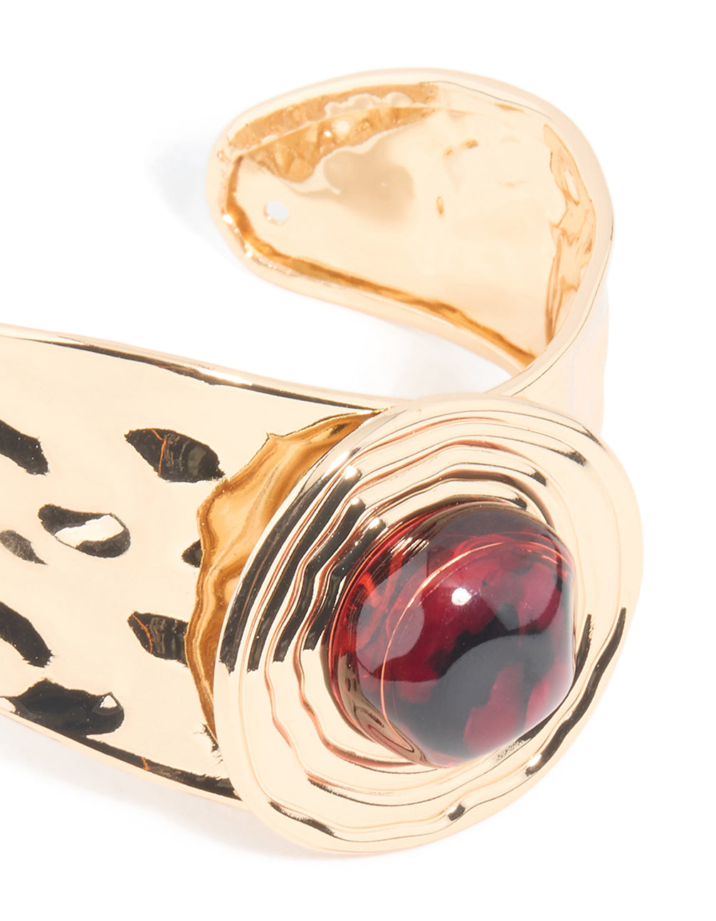Gold Brown Stone Textured Wrist Cuff