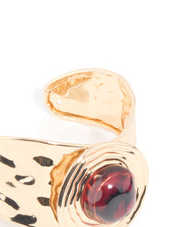 Gold Brown Stone Textured Wrist Cuff - link has visual effect only
