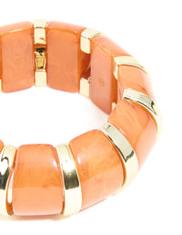 Gold & Orange Resin Beaded Stretch Bracelet - link has visual effect only
