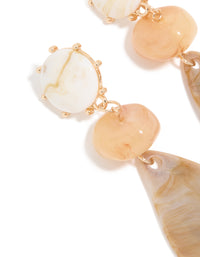Gold Neutral Stones Trio Drop Earrings - link has visual effect only