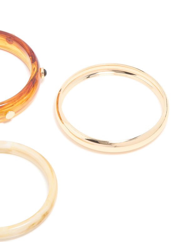 Gold & Brown Acrylic Bangles 3-Pack