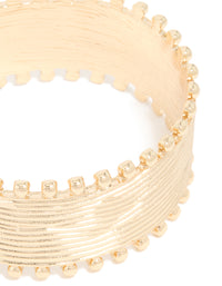 Gold Textured Ball Edge Wrist Cuff - link has visual effect only