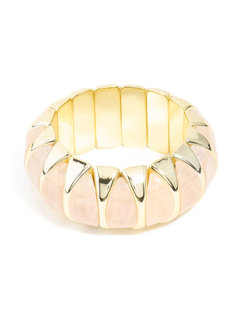 Gold Pink Marble Stone Stretch Bracelet