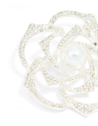 Silver Diamante & Pearl Rose Brooch - link has visual effect only
