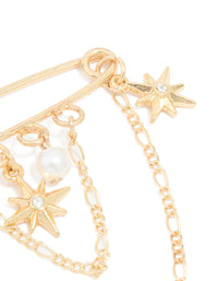 Gold Celestial Chain Drop Pin Brooch - link has visual effect only