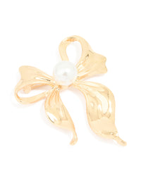 Gold Pearl Center Bow Brooch - link has visual effect only