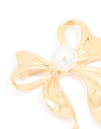 Gold Pearl Center Bow Brooch - link has visual effect only