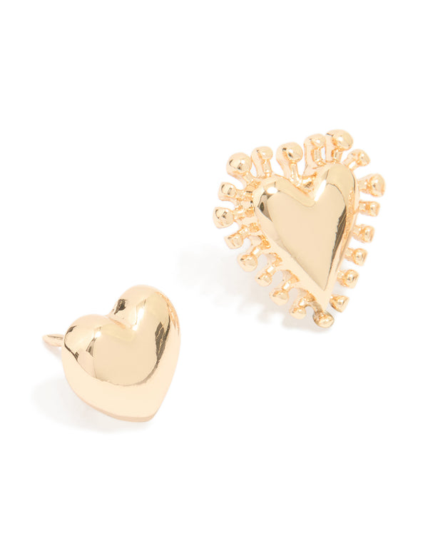 Gold Cubic Zirconia Heart Pins 3-Pack