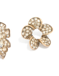 Worn Gold Diamante Leaf Brooches 3-Pack - link has visual effect only