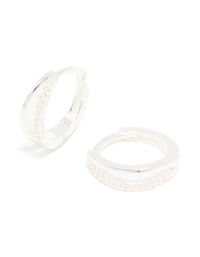 Sterling Silver Cubic Zirconia Double Hoop Earrings - link has visual effect only