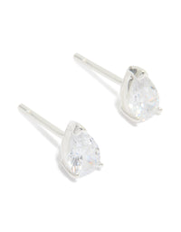 Sterling Silver Cubic Zirconia Pear Stud Earrings - link has visual effect only