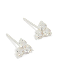 Sterling Silver Cubic Zirconia Trio Stud Earrings - link has visual effect only