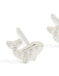 Sterling Silver Cubic Zirconia Whale Stud Earrings - link has visual effect only