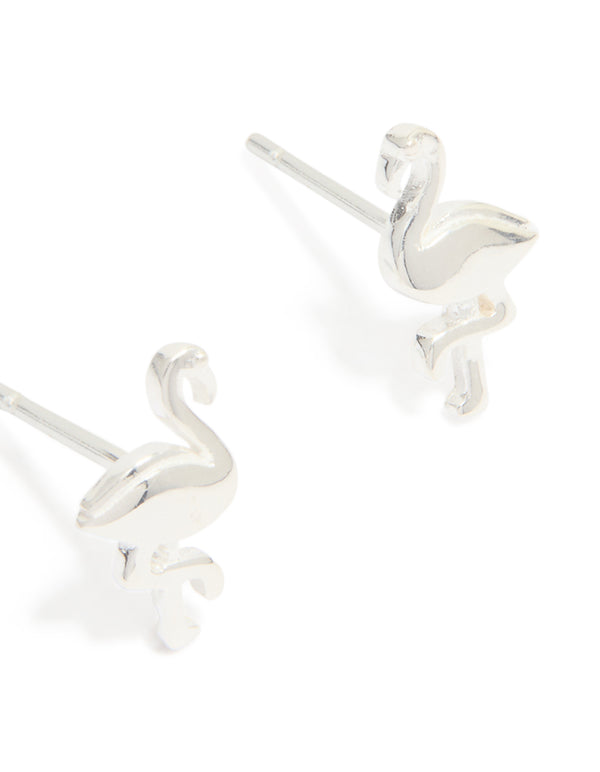 Sterling Silver Flamingo Stud Earrings