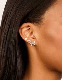 Silver Bow & Classic Stud Earrings 3-Pack - link has visual effect only