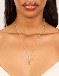 Silver Diamante Cross Necklace - link has visual effect only