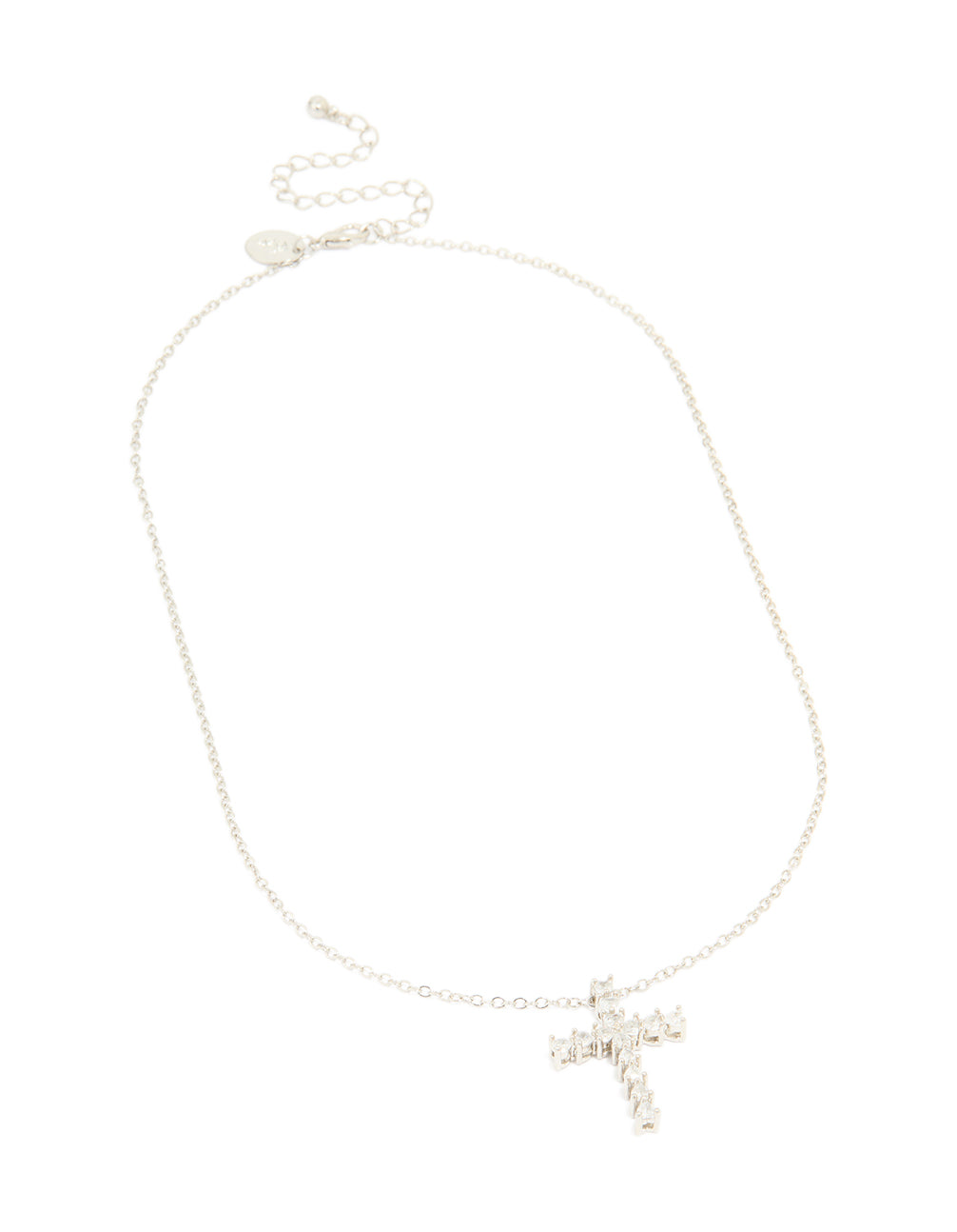 Silver Diamante Cross Necklace