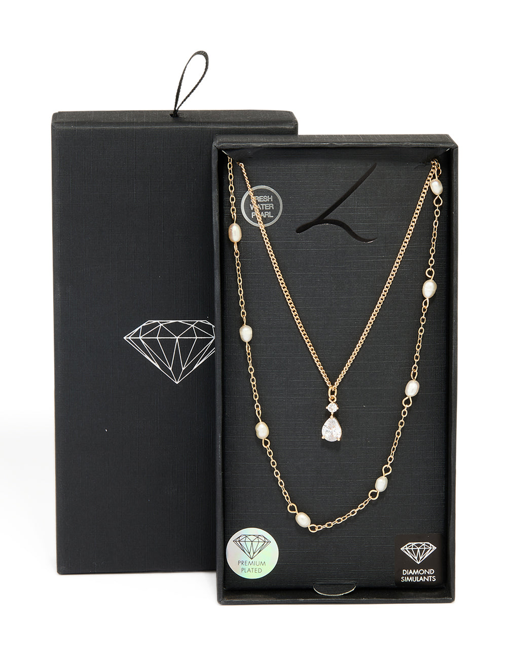 Gold Plated Freshwater Pearl & Diamante Layered Necklace