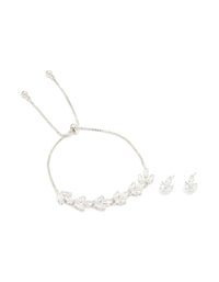 Silver Diamante Vine Toggle Bracelet & Earrings Set - link has visual effect only