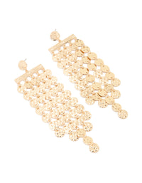 Gold Hammered Disc Chandelier Earrings - link has visual effect only