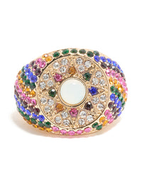 Gold Rainbow Diamante Chunky Star Ring - link has visual effect only