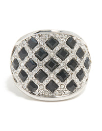 Silver Mini Black Triangles Ring - link has visual effect only