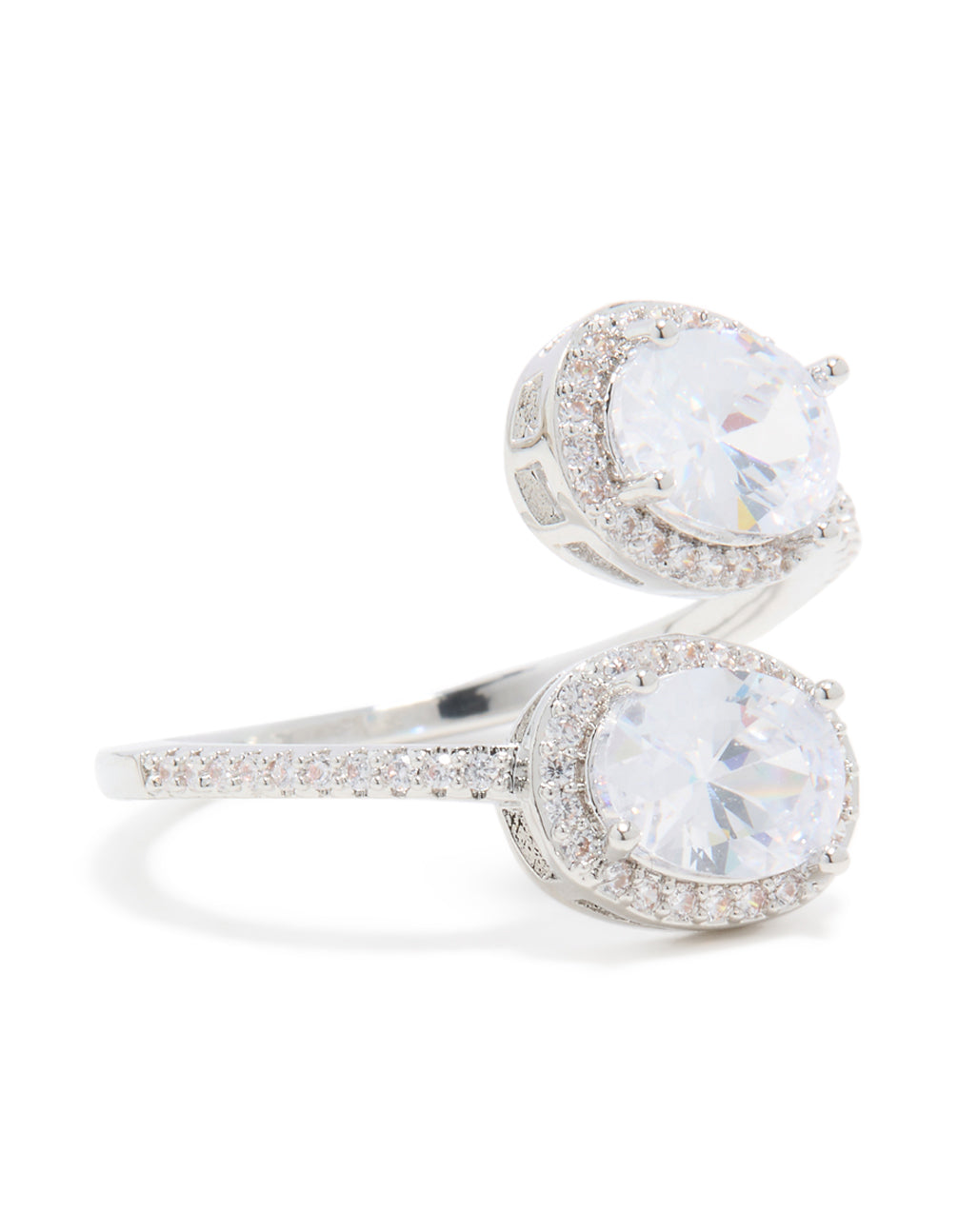 Silver Double Cubic Zirconia Ball Ring