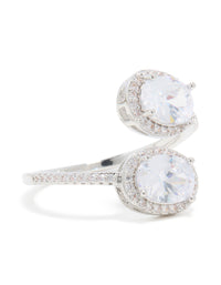 Silver Double Cubic Zirconia Ball Ring - link has visual effect only