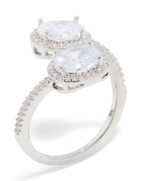 Silver Double Cubic Zirconia Ball Ring - link has visual effect only