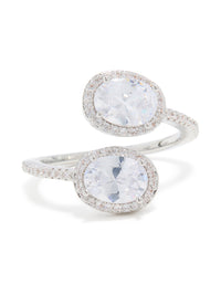 Silver Double Cubic Zirconia Ball Ring - link has visual effect only