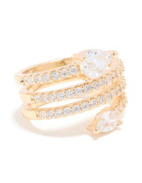Gold Cubic Zirconia Wrapped Arrow Ring - link has visual effect only