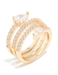 Gold Cubic Zirconia Wrapped Arrow Ring - link has visual effect only