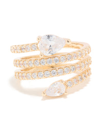 Gold Cubic Zirconia Wrapped Arrow Ring - link has visual effect only