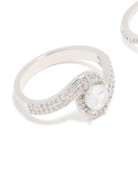 Silver Cubic Zirconia Puzzle Stacking Rings 2-Pack - link has visual effect only