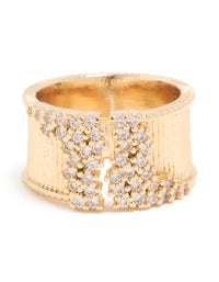 Gold Plated Cubic Zirconia Chunky Cluster Ring - link has visual effect only
