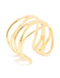 Waterproof Gold Plated Stainless Steel Layered Line Ring - link has visual effect only