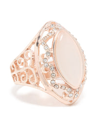 Rose Gold Pink Rhinestone Oval Ring - link has visual effect only