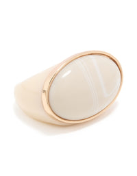 Rose Gold Cream Acrylic Oval Chunky Ring - link has visual effect only