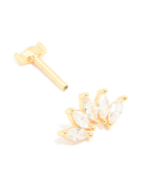 Gold Plated Sterling Silver Cubic Zirconia Marquise Drop Single Flat Back Stud - link has visual effect only