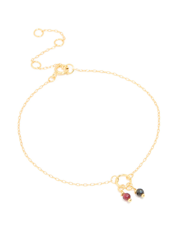 Gold Plated Sterling Silver Cubic Zirconia Double Stone Bracelet