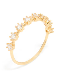 Gold Plated Sterling Silver Cubic Zirconia Half Eternity Ring - link has visual effect only