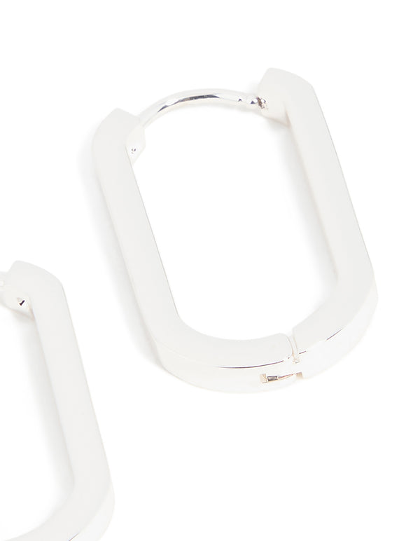 Waterproof Stainless Steel Oblong Hoop Earrings