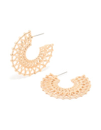 Gold 3/4 Round Textured Hoop Earrings - link has visual effect only