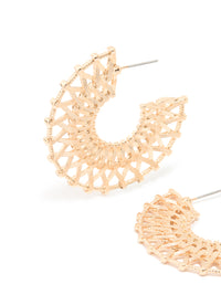 Gold 3/4 Round Textured Hoop Earrings - link has visual effect only