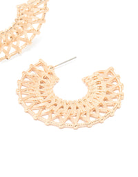 Gold 3/4 Round Textured Hoop Earrings - link has visual effect only