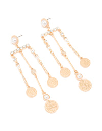 Gold Pearl & Diamante Mobile Earrings - link has visual effect only