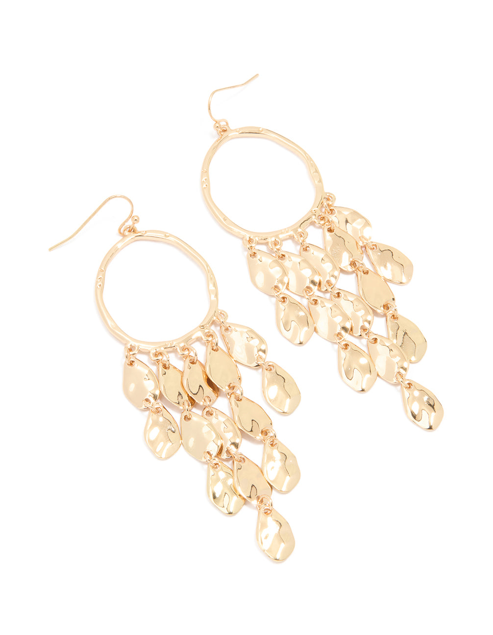 Gold Disc Fountain Drop Earrings