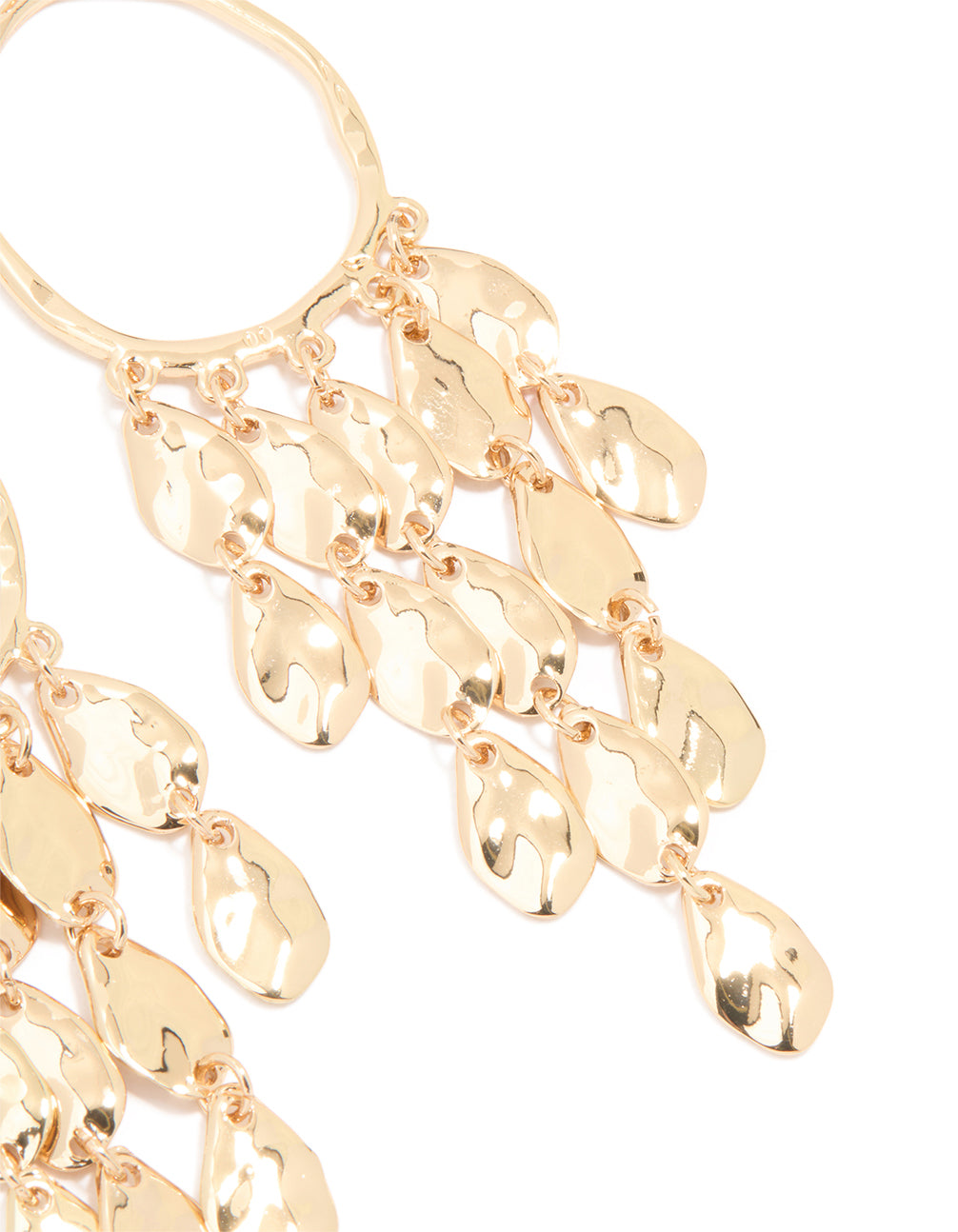 Gold Disc Fountain Drop Earrings