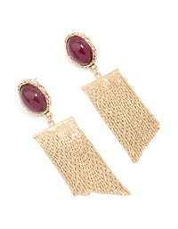 Gold Red Stone Fountain Drop Earrings - link has visual effect only