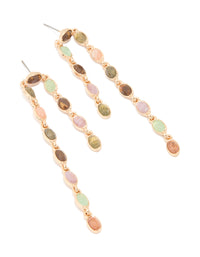 Gold Multicoloured Beaded Asymmetrical Drop Earrings - link has visual effect only